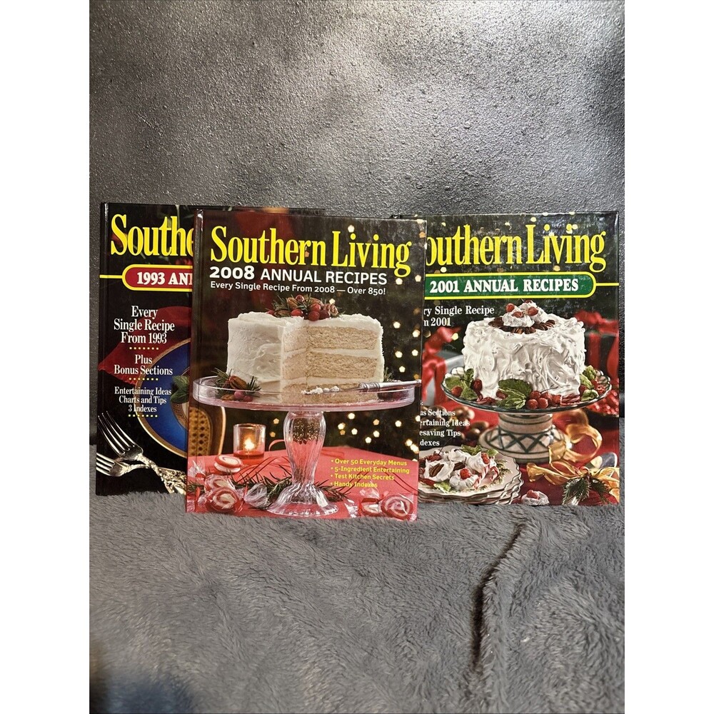 Southern Living 1993, 2001, 2008 Annual Recipes HC Cookbooks Lot 3 Retro Holiday